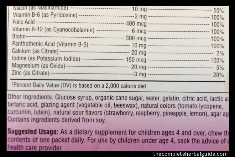 vitamin label
